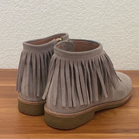 KATE SPADE Gray Taupe Suede Leather Fringe Tassel Side Zip Booties Size 7.5M - Picture 5 of 16